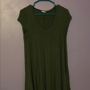 Green V-Neck Dress